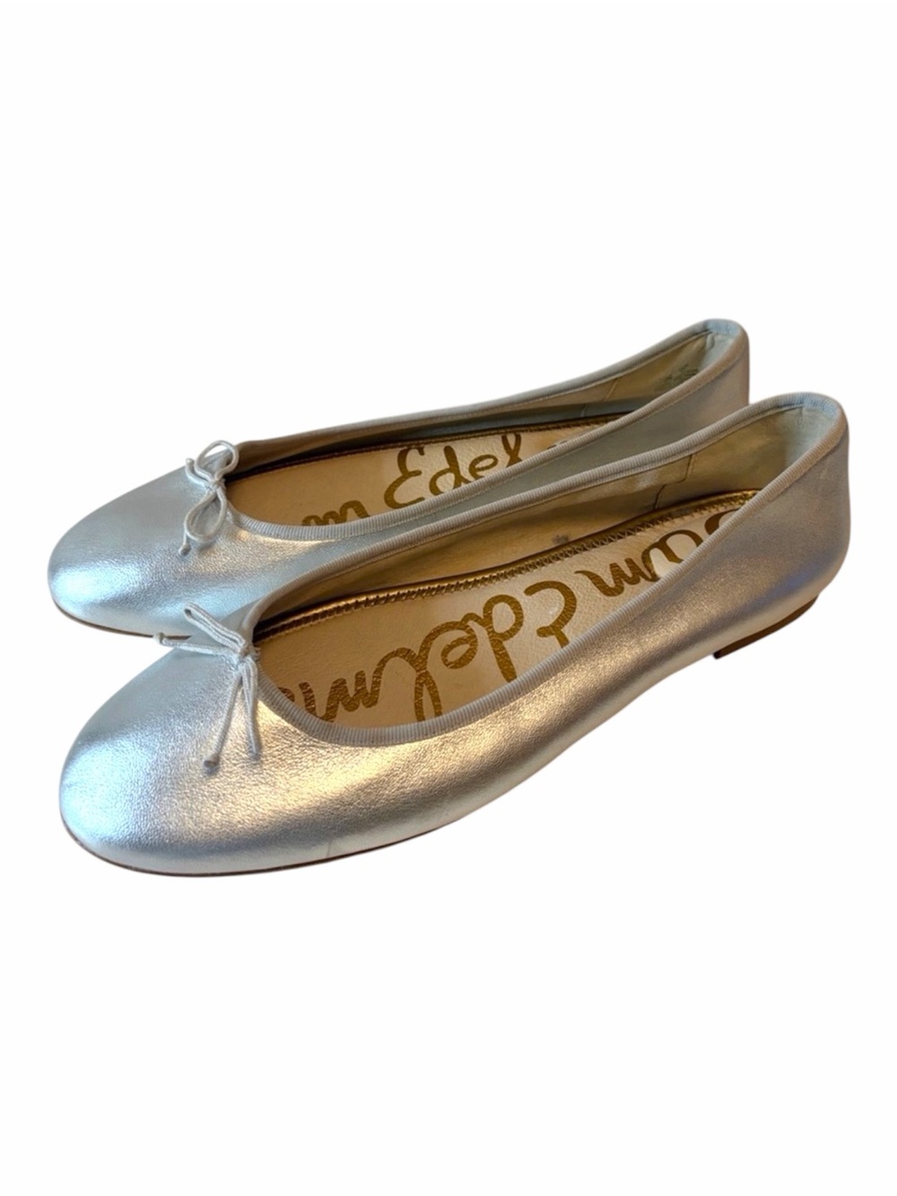 Sam Edelman Women’s Silver Flats Size 11 Bow Ballet flats metallic